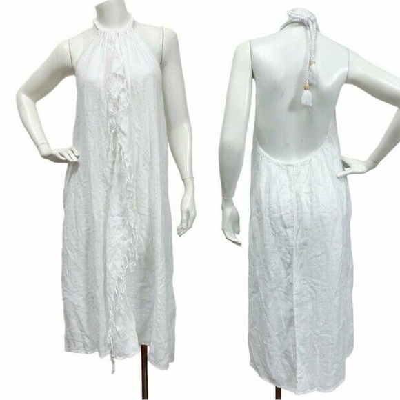 Aerie Swim White Cover Up Halter Neck Boho Fringe Lightweight Size XS / S - Picture 3 of 11